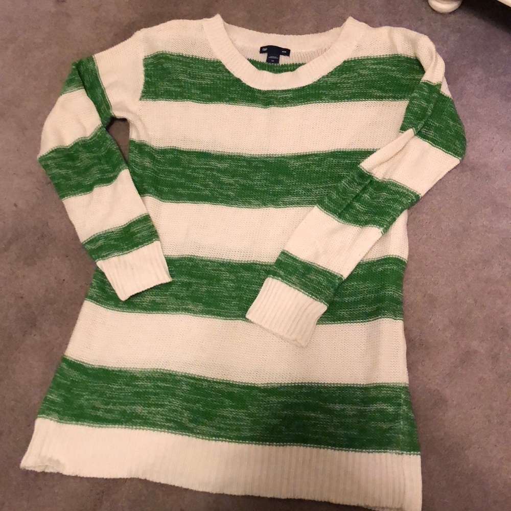 Green and cream striped sweater!
